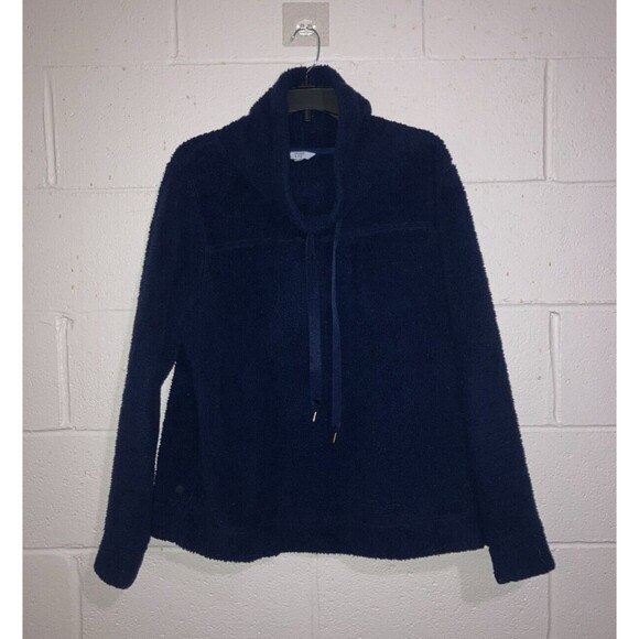 Crown & Ivy Rollins Funnel Neck Pullover Black Sherpa Teddy Fleece Jacket L - Picture 2 of 5